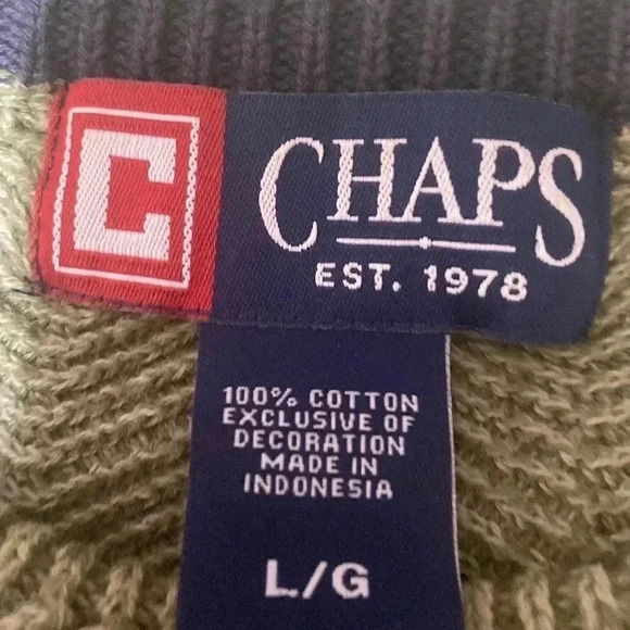 Men’s Chaps cotton green knit crew neck sweater - Picture 10 of 11